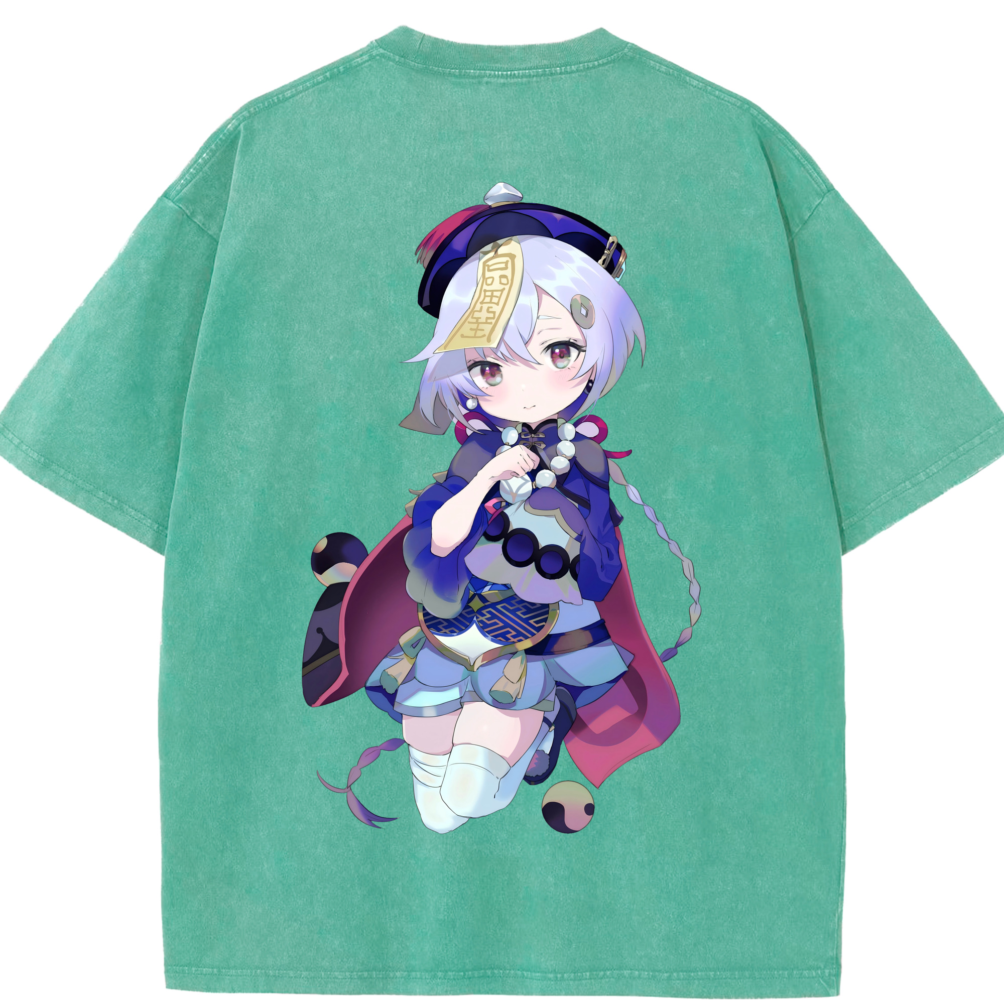 げんし神 七七 なな  genshin Nana 綿100% ヴィンテージ風 半袖Tシャツ（背面プリント）